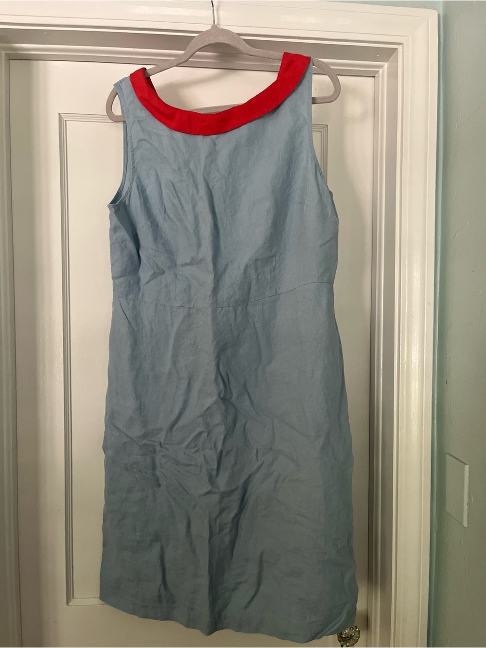 Boden Red Exterior with Light Blue Lining Dress